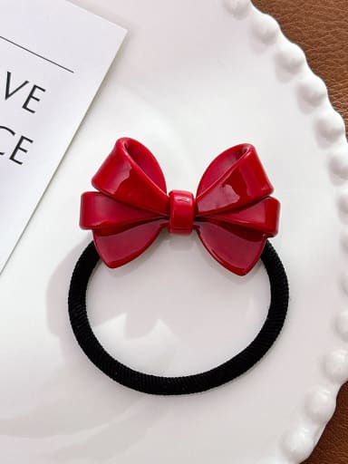 New Year's Red Hair Circle 5.4cm Cellulose Acetate Minimalist Bowknot Hair Rope
