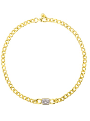 Gold ring bracelet 925 Sterling Silver Cubic Zirconia Geometric Minimalist Link Bracelet
