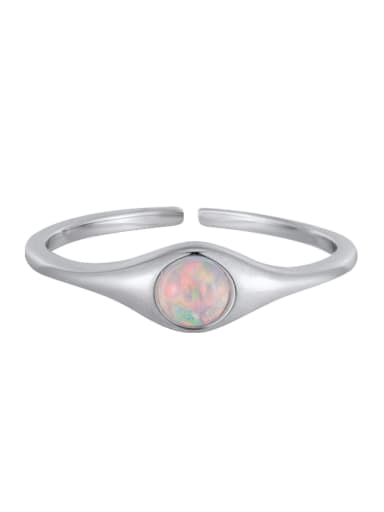 925 Sterling Silver Synthetic Opal Geometric Minimalist Band Ring