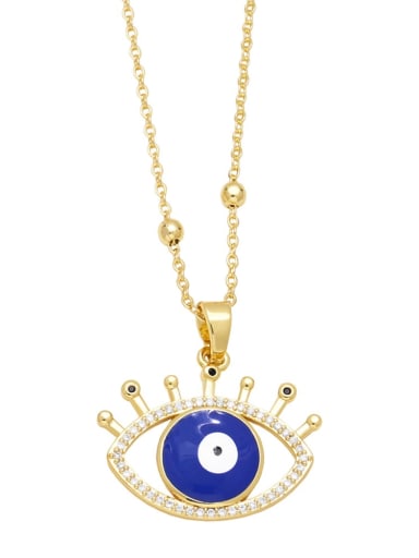 blue Brass Enamel Evil Eye Vintage Necklace
