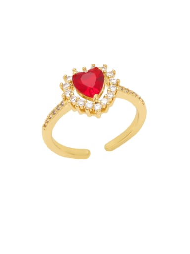 red Brass Cubic Zirconia Heart Vintage Band Ring