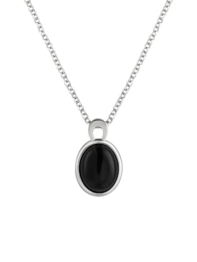 black Agate 925 Sterling Silver Carnelian Geometric Vintage Necklace