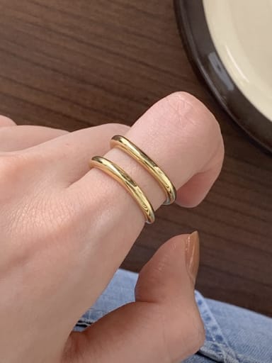 925 Sterling Silver Double Layer Line Minimalist Stackable Ring