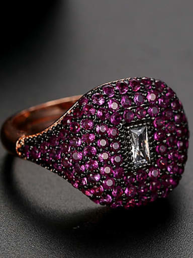 Copper Rhinestone Geometric Dainty Band Ring