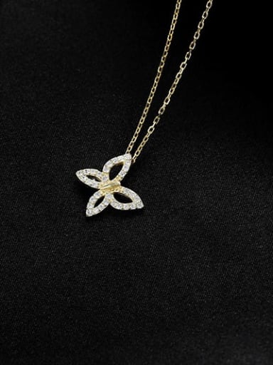 NS914 gold 925 Sterling Silver Cubic Zirconia Butterfly Dainty Necklace