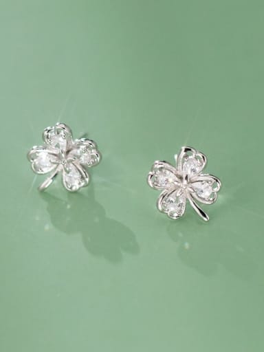 custom 925 Sterling Silver Cubic Zirconia Flower Dainty Stud Earring