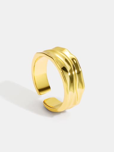 Brass Geometric Wave Minimalist Band Ring