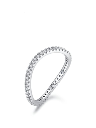 white 925 Sterling Silver Cubic Zirconia Geometric Minimalist Band Ring