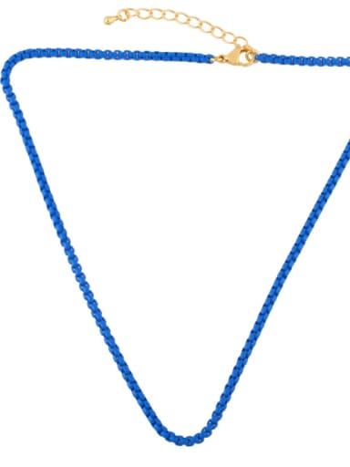 blue Brass Enamel Irregular Minimalist Necklace