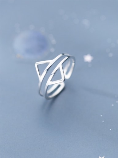 925 Sterling Silver Hollow   Triangle Minimalist Stackable Ring