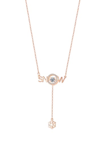 405 [rose gold] 925 Sterling Silver Cubic Zirconia Tassel Minimalist Lariat Necklace