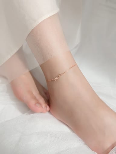 925 Sterling Silver Rhinestone Number 8 Dainty   Anklet