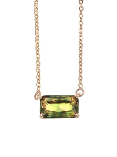 Light green Alloy Glass Stone Geometric Minimalist Necklace