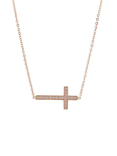 Alloy Cubic Zirconia Cross Minimalist Necklace