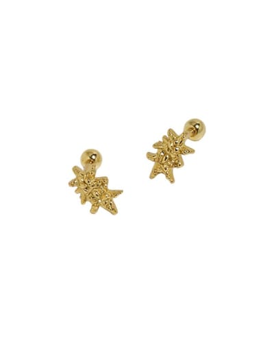 Ef623 [18K Gold] 925 Sterling Silver Star Vintage Stud Earring