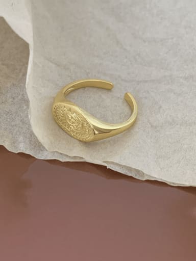 gold 925 Sterling Silver Vintage  Sun Moon Free Size Ring