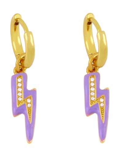 purple Brass Enamel Irregular Minimalist Huggie Earring
