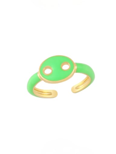 green Brass Enamel Geometric Minimalist Band Ring