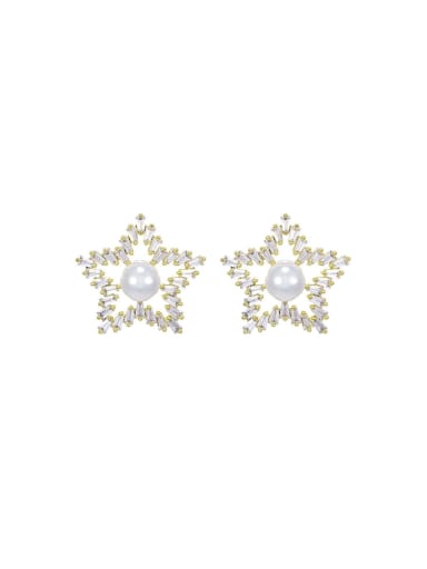 Alloy Cubic Zirconia Star Dainty Stud Earring