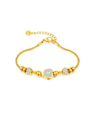1392 Steel Bracelet Gold Titanium Steel Cubic Zirconia Geometric Luxury Link Bracelet
