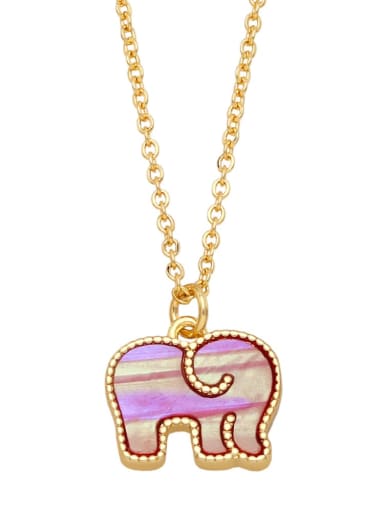 Rose red Brass Shell Elephant Hip Hop Necklace