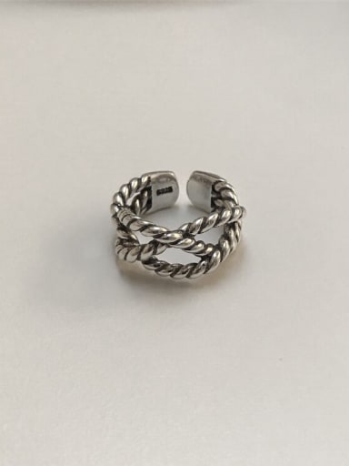 925 Sterling Silver  Vintage Three Rope Woven Free Size Band Ring