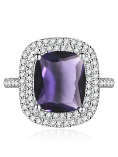 purple Brass Cubic Zirconia Geometric Luxury Band Ring