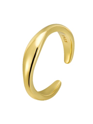 Gold Irregular Wave Ring 925 Sterling Silver Geometric Minimalist Band Ring