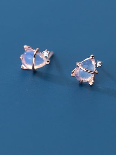 925 Sterling Silver Opal Water Drop Cute Stud Earring