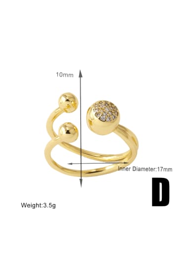 D Brass Geometric Trend Band Ring