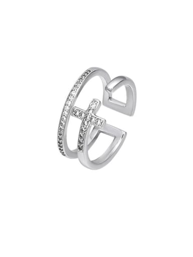 Alloy Cubic Zirconia Cross Dainty Band Ring