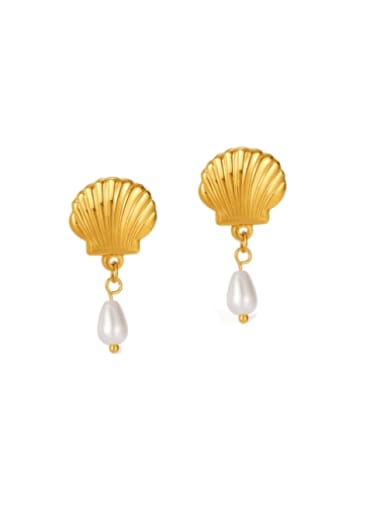 Stainless steel Imitation Pearl Geometric Trend Drop Earring