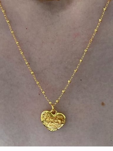 Heart shaped English Pendant Brass Imitation Pearl Geometric Hip Hop Necklace