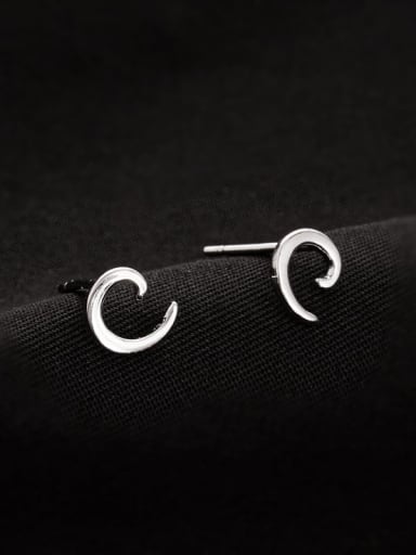 ES2102 [C] 925 Sterling Silver Letter Minimalist Stud Earring