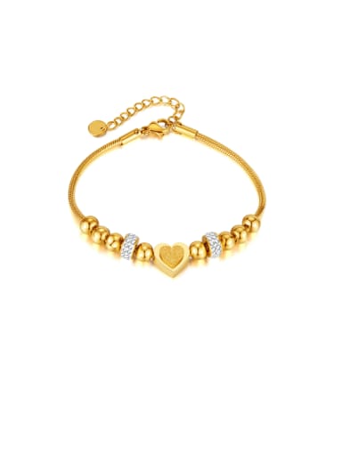 GS1452 Steel Bracelet Gold Titanium Steel Heart Hip Hop Link Bracelet
