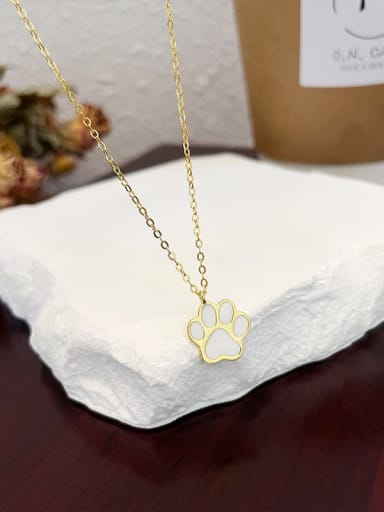 NS927 4 [White Gold Plated] 925 Sterling Silver Enamel Cat Minimalist Necklace