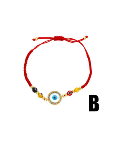 B Brass Cubic Zirconia Weave Evil Eye  Vintage Handmade Weave Bracelet