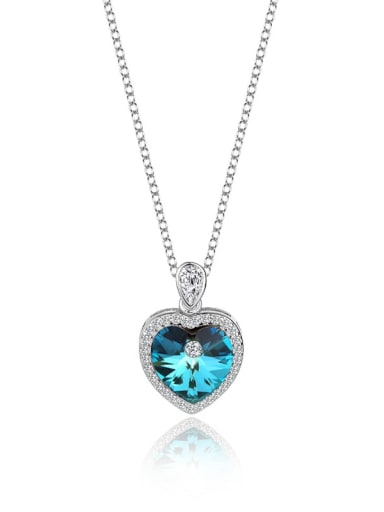 JYXZ 013 (Gradient Blue) 925 Sterling Silver Austrian Crystal Heart Classic Necklace