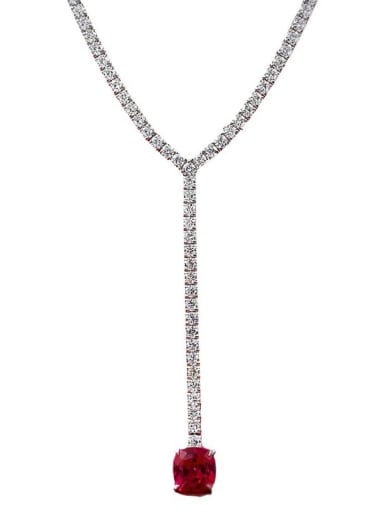 925 Sterling Silver Cubic Zirconia Lariat Necklace