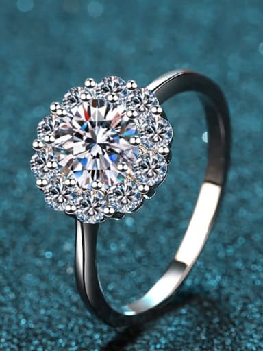 Sterling Silver Moissanite Flower Dainty Solitaire Engagement Rings
