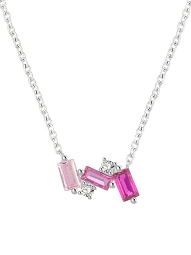 925 Sterling Silver Cubic Zirconia Geometric Necklace