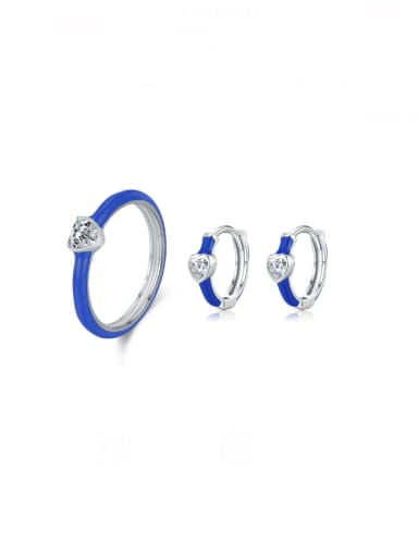 925 Sterling Silver Cubic Zirconia Dainty Heart Ring And Earring Set