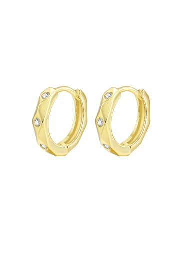 EBD 273G Brass Cubic Zirconia Geometric Minimalist Huggie Earring