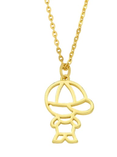 D Brass Cute Hollow  Angel Pendant Necklace