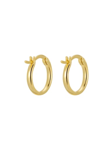 Gold glossy circular earrings 925 Sterling Silver Geometric Minimalist Huggie Earring