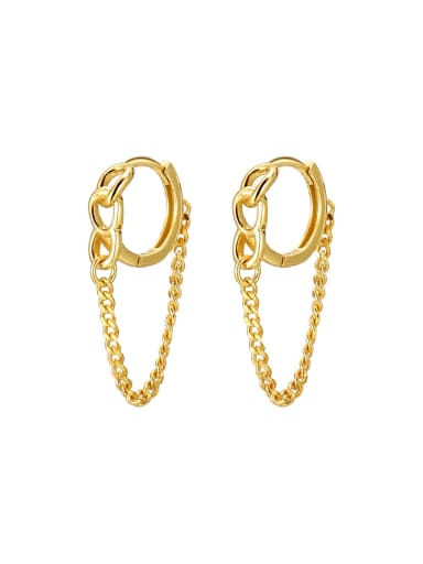 18K Gold 925 Sterling Silver Geometric Chain Minimalist Huggie Earring