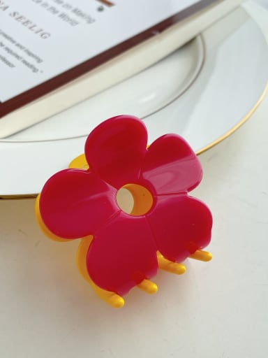 Red and yellow stitching 5.5cm Cellulose Acetate Cute Flower Alloy Multi Color Jaw Hair Claw