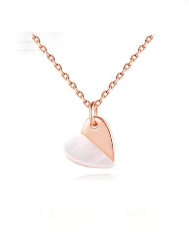 Sn 488 RG rose gold 925 Sterling Silver Shell Heart Minimalist Necklace