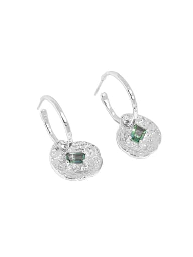 Silver [with pure Tremella plug] 925 Sterling Silver Cubic Zirconia Geometric Vintage Huggie Earring