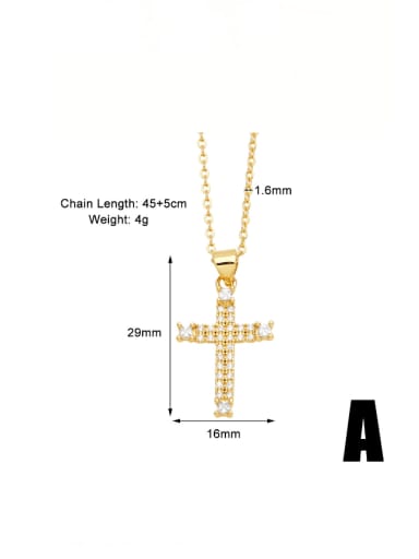 A Brass Cubic Zirconia Cross Dainty Regligious Necklace